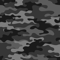 Camouflage seamless pattern. Abstract background of gray spots. Print. Vector illustration