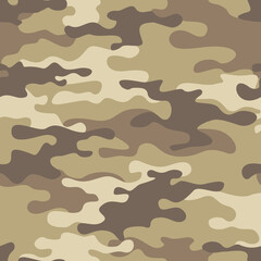 Camouflage seamless pattern. Military texture of light spots. Desert camo. Print on fabric and clothing. Vector illustration