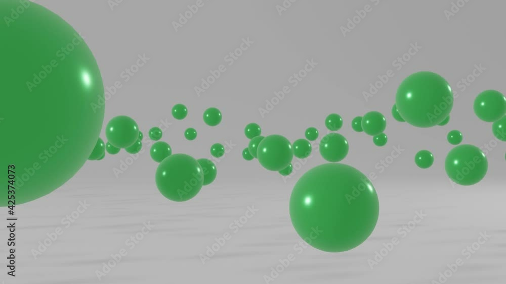 Poster green balls floating on a white background. minimal motion graphic seamless loop animation