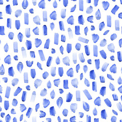 Seamless watercolor pattern with hand made dots and smears