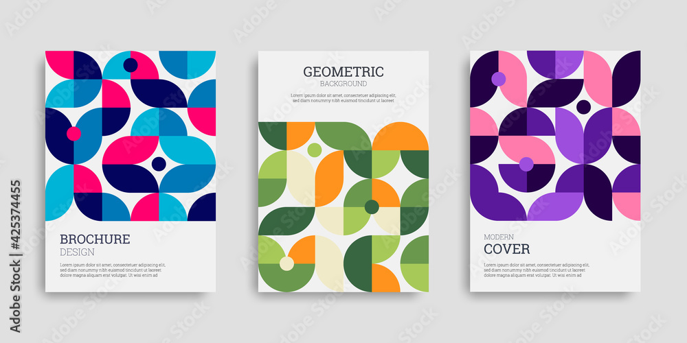 Wall mural business cover set. collection of a4 vertical brochures. abstract geometric background. template des