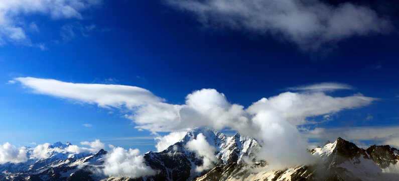 Donguz Orun and Nakra peaks in Caucasus Mountains, Russia