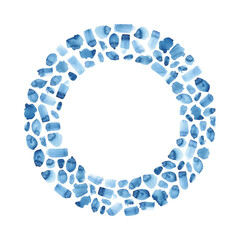 Watercolor circular frame of dots and smears - 425375081