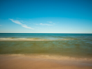 view of the Baltic Sea from the beach of the Hel Peninsula