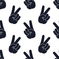 Fototapeta premium A sign of peace. Gesture V victory or peace sign in color, patriotic sign, seamless background