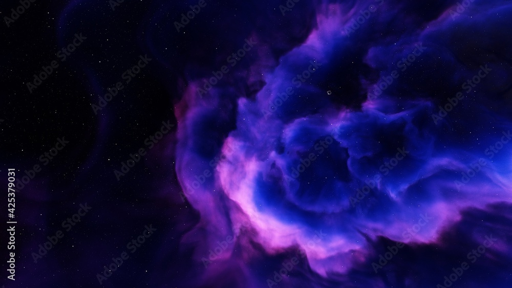 Wall mural nebula gas cloud in deep outer space 3d render