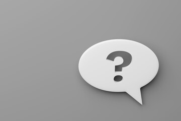 Speech bubble with question mark. 3D rendering.