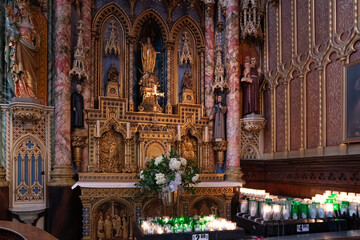 Interior of Notre-Dame Cathedral Basilica is a Roman Catholic minor basilica in Ottawa, Ontario,...