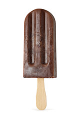 Brown chocolate popsicle ice cream isolated on white.