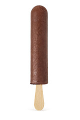 Brown chocolate popsicle ice cream isolated on white.