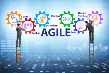 Businessman in various agile methods concept
