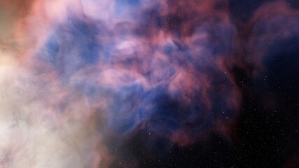 Plakat nebula in deep space, magic color galaxy, infinite universe and starry night. 3d render