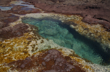 Gran Canaria, calm natural seawater pools in under the steep cliffs of the north coast and separated from the ocean by volcanic rocks,
Sardina del Norte area