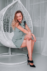 beautiful blonde in the photo studio posing
