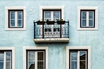 Old colorful and tiled facades in Lisbon