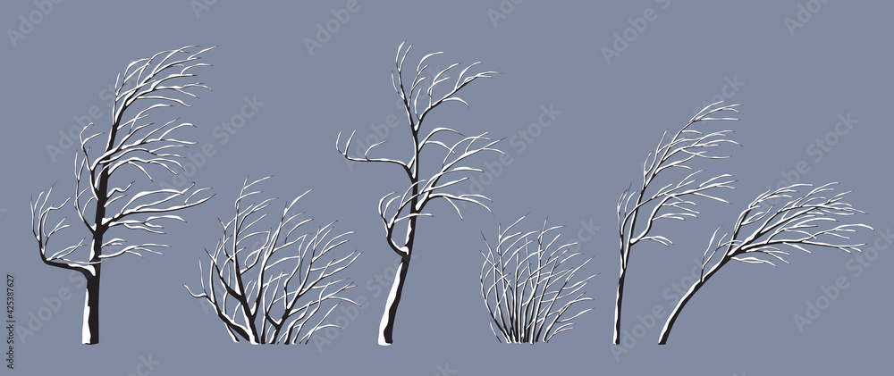 Canvas Prints set of snow covered trees and bushes