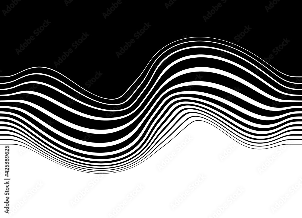 Aufkleber smooth transition from black to white with abstract wavy lines. modern trendy vector background