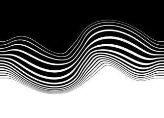 Smooth transition from black to white with abstract wavy lines. Modern trendy vector background