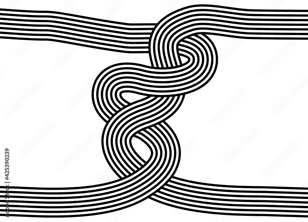 Poster modern striped vector pattern of black twisted lines on a white background. trendy vector background