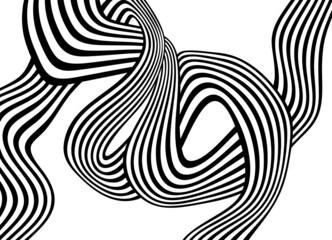 Modern striped vector pattern of black curved lines on a white background. Trendy vector background