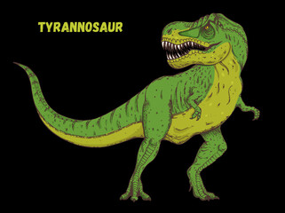 Tyrannosaur dinosaur hand drawn. Vector illustration. Carnivorous dinosaur