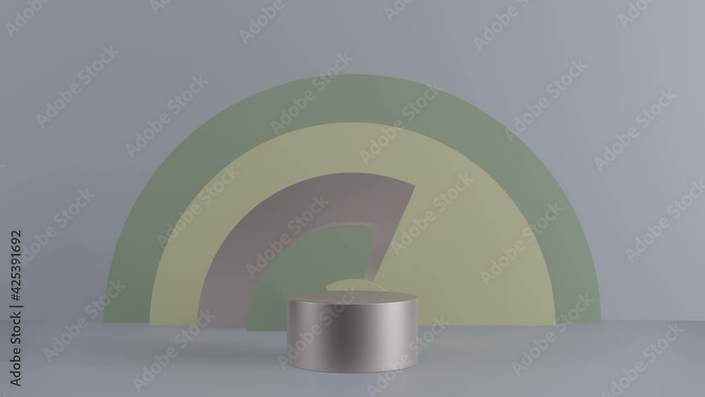 Poster 3d modeling scene with simple geometric elements in calm pastel colors. empty pedestals for cosmetic