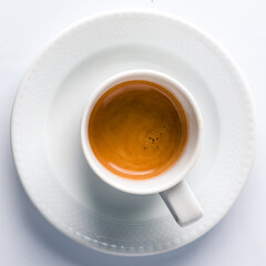 espresso coffee on a white background