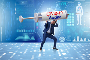 Businessman in covid-19 coronavirus vaccination concept