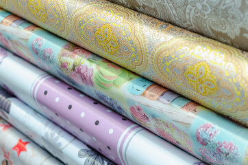 Colored oilcloth for the table cover.