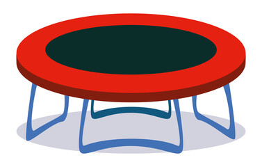 Isolated illustration of play equipment - trampoline. Vector clipart with red and black object