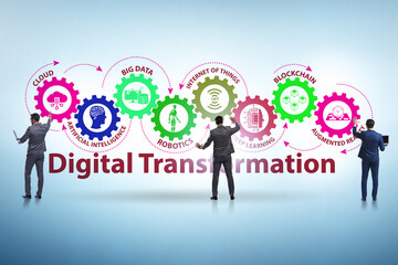 Concept of digital transformation with businessman