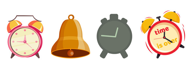 alarm clock vector illustration set clock flat icon