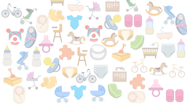 Baby flat background. toys simple flat icon