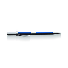 Blue and silver color pen, Vector and illustration ballpoint pen design mockup