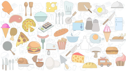 Food vector flat background.. fast food vector flat background.