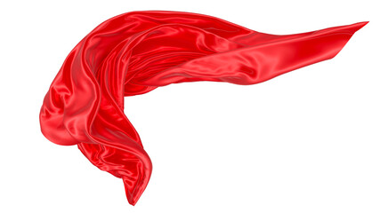 Beautiful flowing fabric of red wavy silk or satin. 3d rendering image.