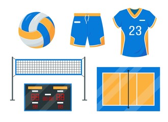Volleyball set of Sport equipment and accessories.