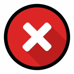 Wrong marks, Cross marks, Rejected, Disapproved, No, False, Not Ok, Wrong Choices, Task Completion, Voting. - vector mark symbols in red. Black stroke and shadow design. Isolated icon.