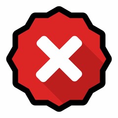 Wrong marks, Cross marks, Rejected, Disapproved, No, False, Not Ok, Wrong Choices, Task Completion, Voting. - vector mark symbols in red. Black stroke and shadow design. Isolated icon.
