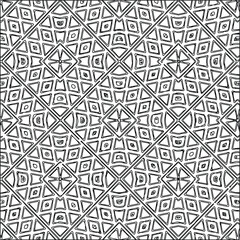  Geometric vector pattern with triangular elements. Seamless abstract ornament for wallpapers and backgrounds. Black and white colors. 