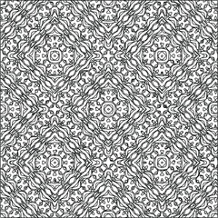 Geometric vector pattern with triangular elements. Seamless abstract ornament for wallpapers and backgrounds. Black and white colors. 