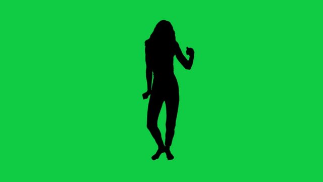 Conception: Abstract woman silhouette dancing on green background
