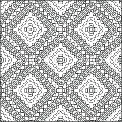  Geometric vector pattern with triangular elements. Seamless abstract ornament for wallpapers and backgrounds. Black and white colors. 