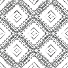  Geometric vector pattern with triangular elements. Seamless abstract ornament for wallpapers and backgrounds. Black and white colors. 