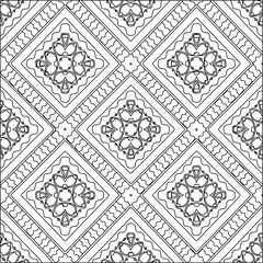  Geometric vector pattern with triangular elements. Seamless abstract ornament for wallpapers and backgrounds. Black and white colors. 