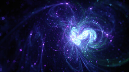 Obraz premium Abstract background, smooth multicolored lines on a black background.