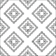 Geometric vector pattern with triangular elements. Seamless abstract ornament for wallpapers and backgrounds. Black and white colors. 