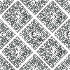 Geometric vector pattern with triangular elements. Seamless abstract ornament for wallpapers and backgrounds. Black and white colors. 