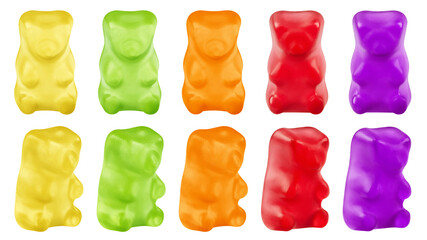 Colorful jelly gummy bear, isolated on white background, clipping path, full depth of field