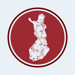 Finland icon. Trendy tech logo of the country. Geometric mesh round design. Technology, internet, network, telecommunication concept. Vector illustration.